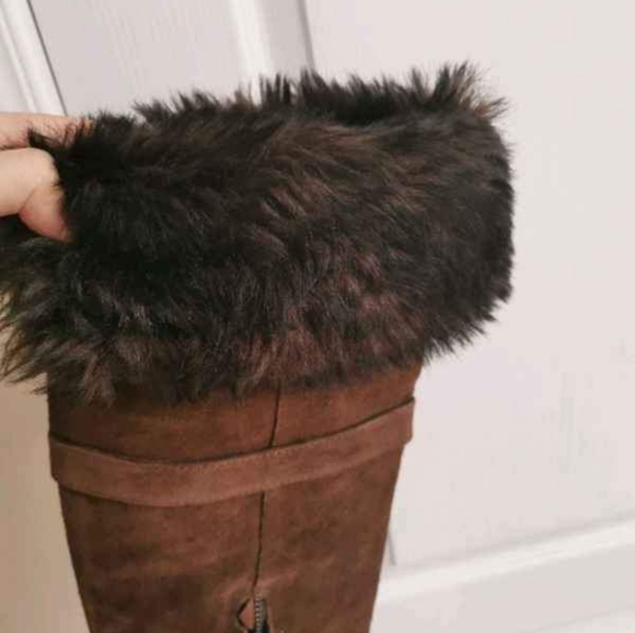 Michael Kors Suede Fur Wedge Boots - Picture 3 of 4